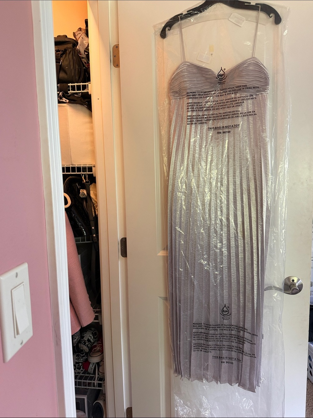 Rebecca Taylor Lavender Strapless Pleated Maxi Dress